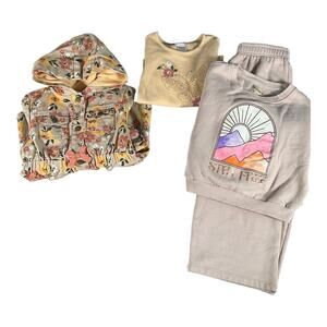 Kid's Lot 2 Piece Sweat Set and Fall floral Jacket/ Long Sleeve Thermal Size 5/6